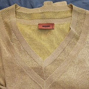 Missoni Metallic Gold V-Neck Sweater